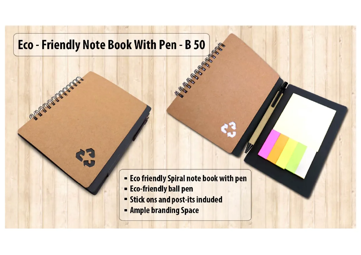 Eco Notebook with Pen and Sticky Pads