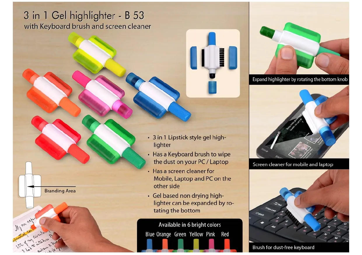 Gel Highlighter with Keyboard Brush and Screen Cleaner