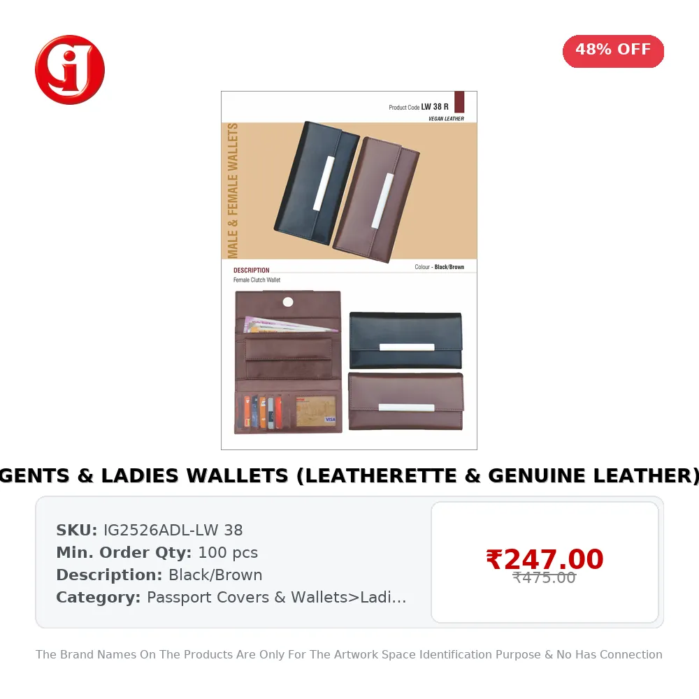 GENTS & LADIES WALLETS (LEATHERETTE & GENUINE LEATHER)