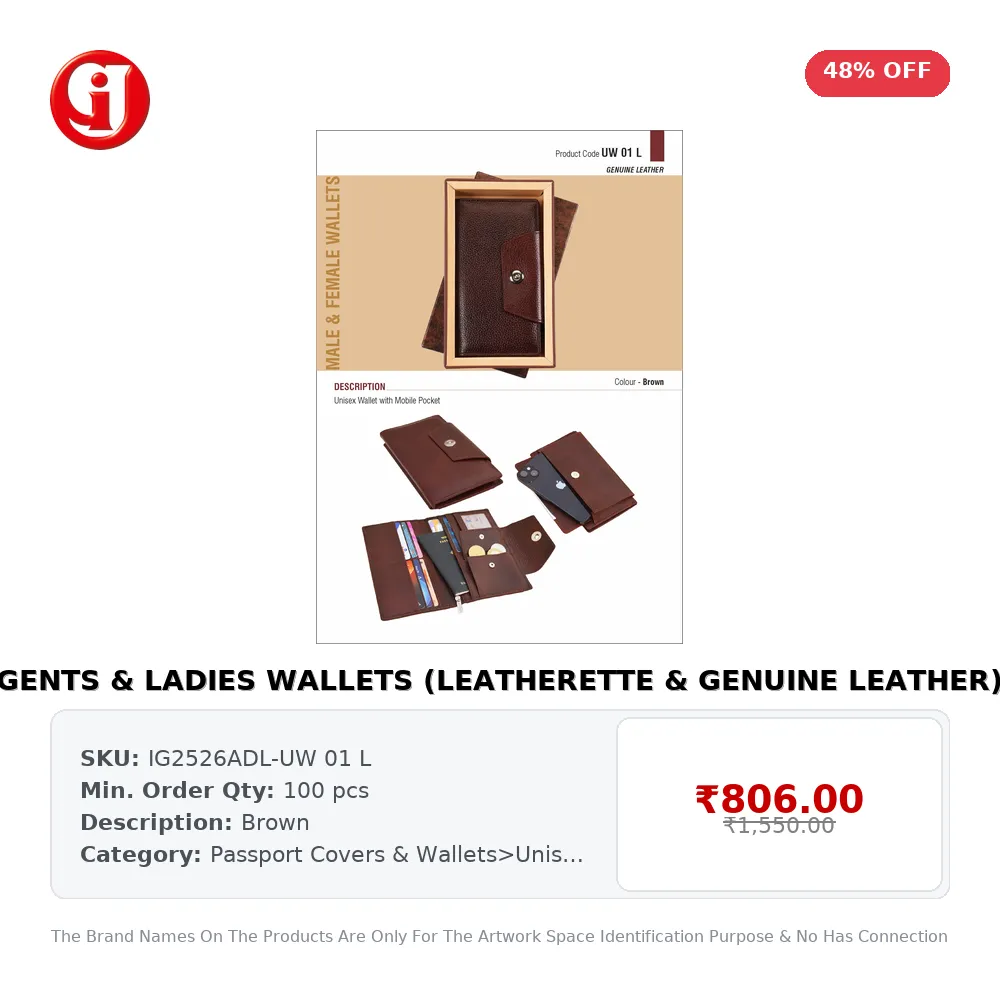 GENTS & LADIES WALLETS (LEATHERETTE & GENUINE LEATHER)