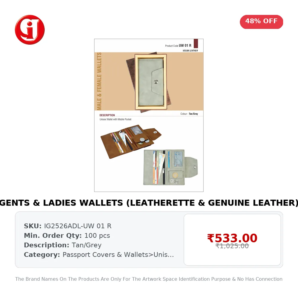 GENTS & LADIES WALLETS (LEATHERETTE & GENUINE LEATHER)