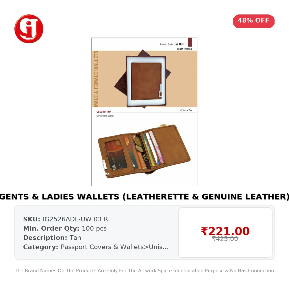 GENTS & LADIES WALLETS (LEATHERETTE & GENUINE LEATHER)