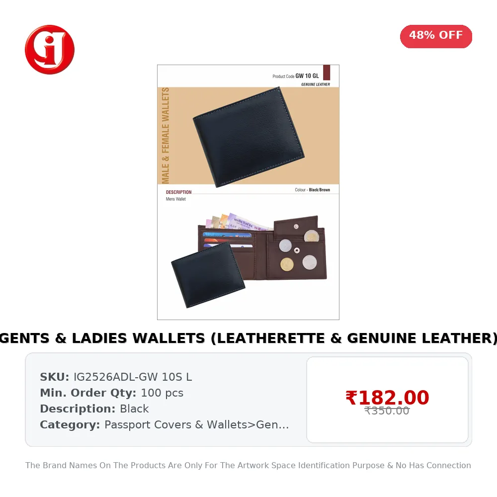 GENTS & LADIES WALLETS (LEATHERETTE & GENUINE LEATHER)