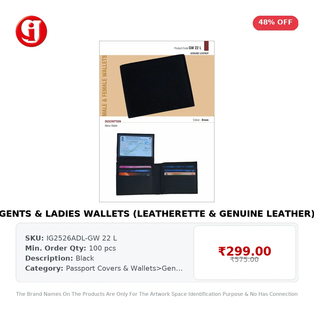 GENTS & LADIES WALLETS (LEATHERETTE & GENUINE LEATHER)