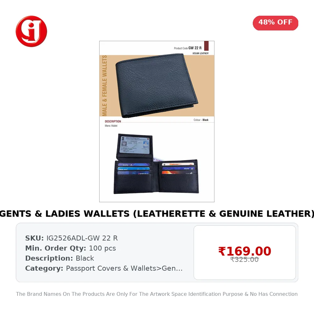 GENTS & LADIES WALLETS (LEATHERETTE & GENUINE LEATHER)