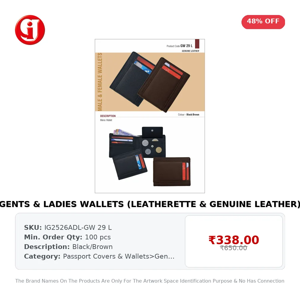 GENTS & LADIES WALLETS (LEATHERETTE & GENUINE LEATHER)