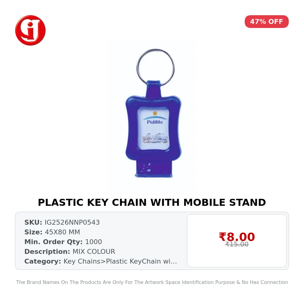 PLASTIC KEY CHAIN WITH MOBILE STAND