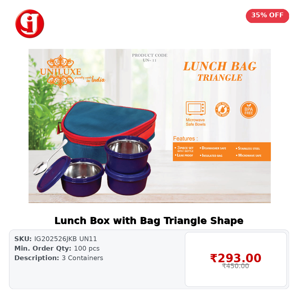 Lunch Box with Bag Triangle Shape