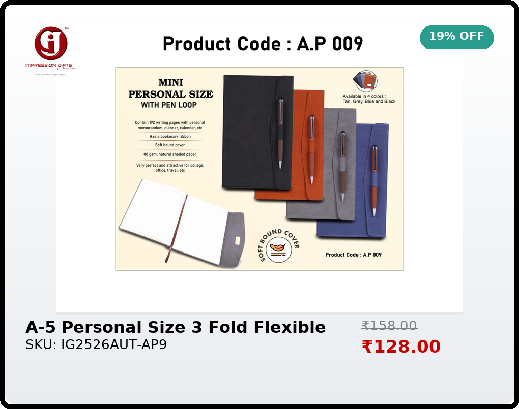 A-5 Personal Size 3 Fold Flexible