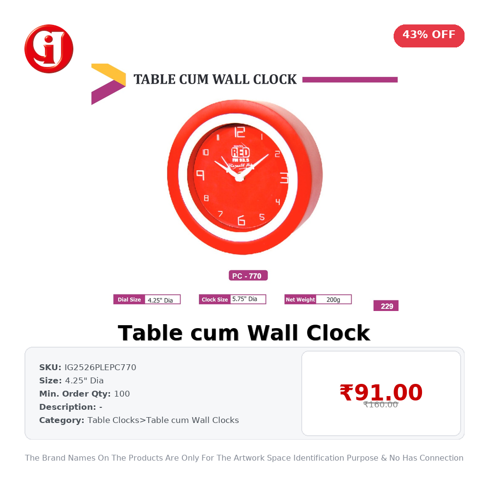 Table cum Wall Clock